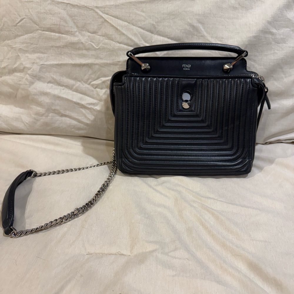Fendi Black Quilted Leather Satchel with Silver Accents - Picture 2 of 9